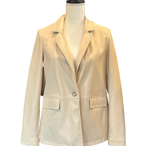 Nanette Lepore‎ Cream Faux Leather Jacket - Picture 9 of 9